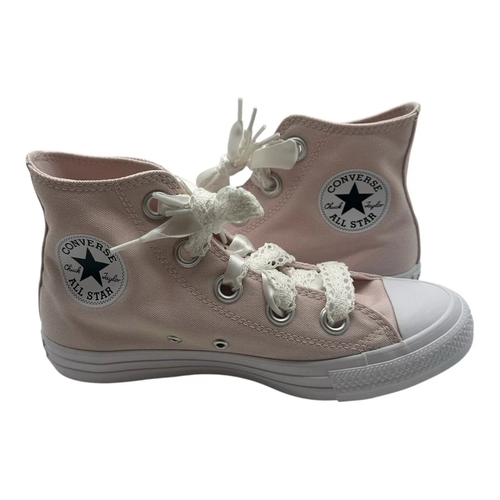 Converse Chuck Taylor All Star Shoes Women's Sz 7 Pink Crochet Laces Big Eyelets